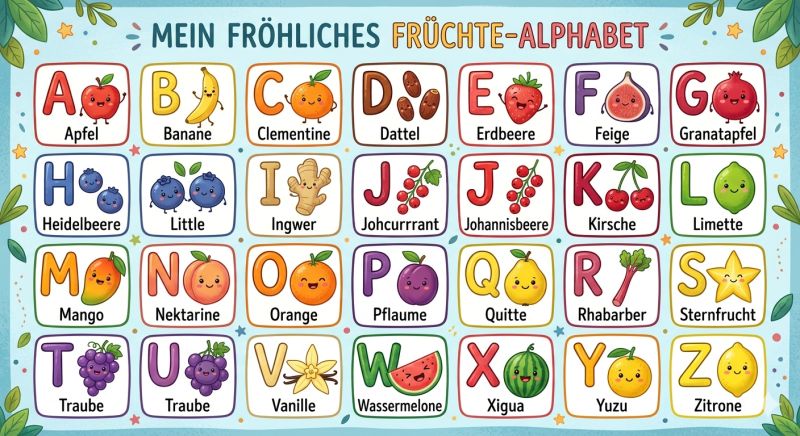 "Mache mir ein Alphabet Poster für ein Kinderzimmer mit freundlichen Früchten" Zwei KI-Modelle, dieselbe Aufgabe. Einmal ChatGPT, einmal Google Gemini (Nanobanana).